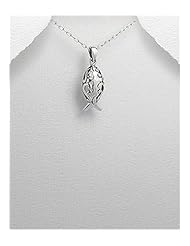 Fish Symbol Pendant Necklace In 92.5 Sterling Silver