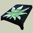Super Soft Luxury Plush Queen Size Mink Blanket - Green Marijuana Pot Leaf On Solid Black Background (Leaf)