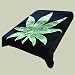 Super Soft Luxury Plush Queen Size Mink Blanket - Green Marijuana Pot Leaf On Solid Black Background (Leaf)