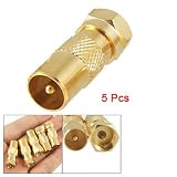 Gino 5x Straight F Type Male to TV PAL Male RF Connector Adapter Convertor Plug