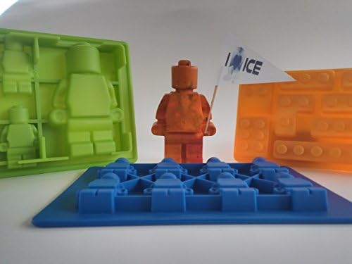 I Love Ice Candy Molds & Ice Trays - Lego Building Bricks and Figures Three Pack