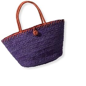 Cornhusk Straw Beach Bag Tote - Grape Sorbet