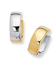 14k 2 Tone Gold Snuggable Huggie Reversible Earrings (15 mm)