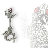 Stainless Steel Chameleon Lizard Split Belly Button Ring Navel Dangle Ring Body Jewelry 14 Gauge B199