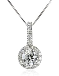14k White Gold Diamond Solitaire Pendant Necklace (1 cttw, H-I Color, I2 Clarity), 18"