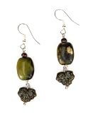 Handmade Magnetite and Glass Leaf Earrings