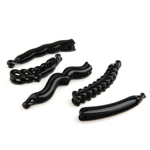 5 Mixed Plastic Black Banana Ponytail Holders Hair Clips Ponytail Clips 3.7-4.3