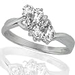 10k White Gold White Topaz and Diamond Heart Ring (.02 cttw, I-J Color, I1 Clarity)