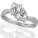 10k White Gold White Topaz and Diamond Heart Ring (.02 cttw, I-J Color, I1 Clarity)