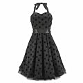 H&R London Neckholder-Kleid FLOCK DOTTED black-black
