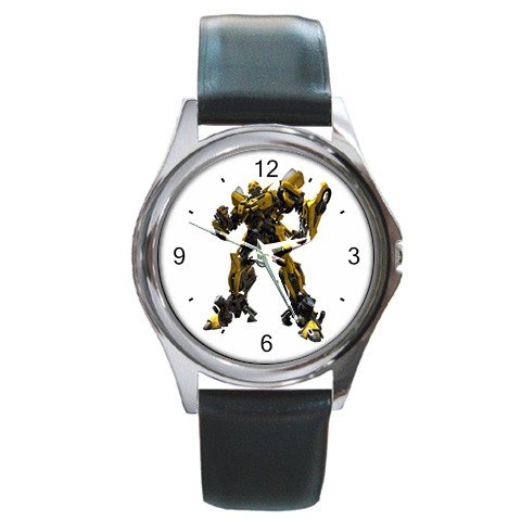 Round Silver Metal Watch of Transformers Bumblebee