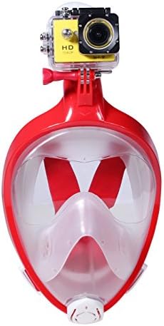 Snorkeling Mask, 180 Dgree Larger Viewing Snorkeling Diving Mask, Longer Ventilation Pipe，Christmas style (Christmas Red)