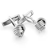 Valentines Day Bling Jewelry Men Sterling Silver French Love Knot Hinged Back Cufflinks