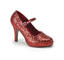 Womens Sexy 4 Inch WIDE WIDTH Sexy Dorothy Shoe Wizard of Oz Ruby Slippers Red Glitter Mary Jane Shoe