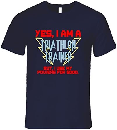 Yes I Am a Triathlon trainer Funny Powers T Shirt XL Navy