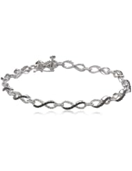 Sterling Silver Black and White Diamond Bracelet (1 Cttw, I-J Color, I2-I3 Clarity), 7.25 Inch