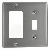Leviton S126 2-Gang 1-Toggle, 1-DECORA (R) Brand (R)/GFCI Device Combination Wallplate, Device Mount, Stainless Steel