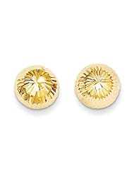 MadiK® Kids 14k Yellow Gold Polished & Diamond Cut 10mm Button Post Earrings