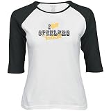 Reebok Pittsburgh Steelers White Ladies Queen of Hearts Raglan 3 4 Sleeve T-shirt