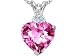 2.06 cttw Created Pink Sapphire and Genuine Diamond Heart Pendant - 14kt White Gold