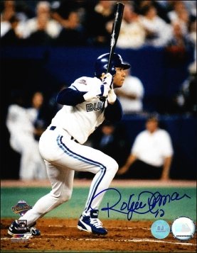 ROBERTO ALOMAR Toronto Blue Jays Signed 8x10 1993 World Series Photo