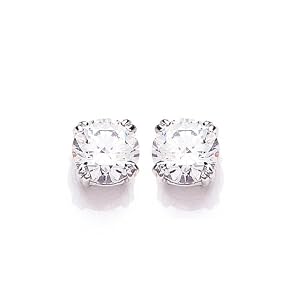 9ct White Gold Swarovski Enlightened C.Z. French Fitting Round Stud Earrings