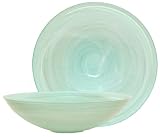 Colorful Art Glass Green Large Round Buffet Bowl 15 1/2"D, 4 1/2"H