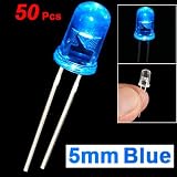 read full review 5mm Dia Clear Round Head Blue Light Emitting Diodes LED 50 Pcs