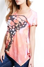 Handkerchief Hem Butterfly Print Jersey Top [T41-2675B-S]