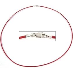 Leather Cord Necklace Red 16"