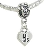 Silver LIL SIS Little Sister Bead CHARM fits Biagi Pandora Chamilia Bracelet GIFT BOXED