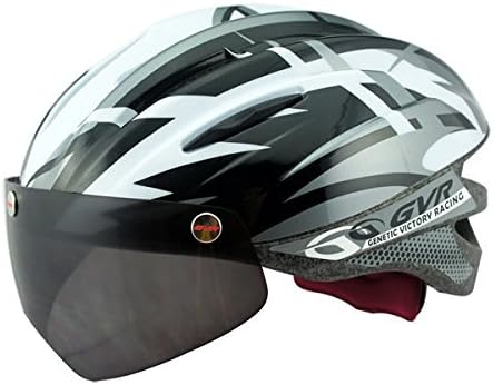 Gvr Bicycle Helmet Cycling Helmet Ultralight Integrally-Molded With Magnetic Uv Visor Size 56-61Cm - Silver