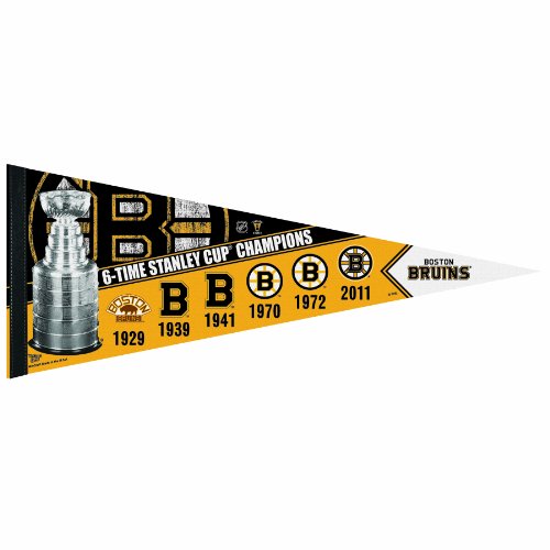 NHL Boston Bruins Six Time Stanley Cup Champions 12-by-30 Inch Premium Quality Pennant