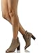 Soda Women's Wilma Faux Nubuck Leather Peep Toe Cut Out Side Buckle Stacked Heel Ankle Bootie