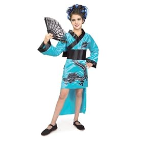 Child's Teal Dragon Lady Costume, Large
