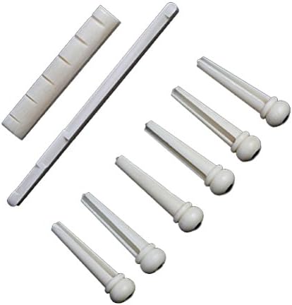 Pixonr 6 String Acoustic Guitar Bone Bridge Pins Saddle and Nut Guitar Part Set