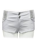 Ladies White Pocket Shorts Sequins Hoops