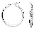 STERLING SILVER 30MM CLEAR CZ HOOP EARRINGS