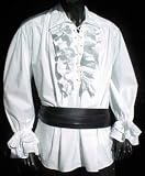 BAUMWOLL RÜSCHENHEMD PIRATENHEMD GR. M 1336 Weiss