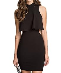 Sexy Sleeveless Polyester/Spandex/Scuba/Knit Open-Back High-Neck Bandage Dress/Club Dress/Little Black Dress/Mini Dress 