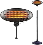 FoxHunter Garden Outdoor Quartz 2KW Electric Patio Heater Steel Adjustable Free Standing BBQ Black New