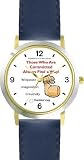 Habit 1 - Those Committed #2 (English Text) - DELUXE TWO-TONE WATCH from THE 7 HABITS - WATCH COLLECTION BY WATCHBUDDY&reg; - Arabic Numbers - Blue Leather Strap-Size-Large ( Men's Size or Jumbo Women's Size )