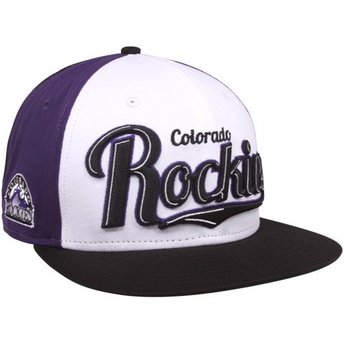 New Era Colorado Rockies White-Purple-Black 9FIFTY Script Wheel Snapback Adjustable Hat