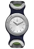 Women's Silver Dial Blue Shiny Leather