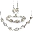 Unusual Freshwater Pearl Set, Necklace, Bracelet and Earrings