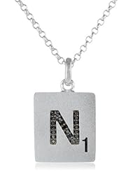 Scrabble 925 Sterling Silver 0.063ct Diamond Initial N Pendant Necklace, 18"