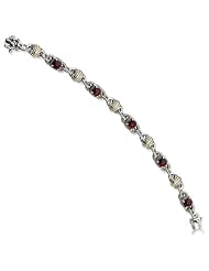 Sterling Silver W/14k 5.48garnet Bracelet
