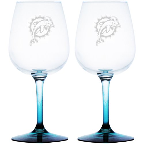 Boelter Miami Dolphins 12oz. Wine Glasses- Set of 2 Set of 2