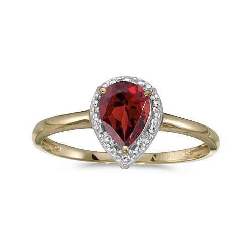 10k Yellow Gold Pear Garnet And Diamond Ring