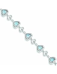 Genuine .925 Sterling Silver Diamond & Heart Link Light Swiss Bt Bracelet 10.9 Grams . 100% Satisfaction Guaranteed.